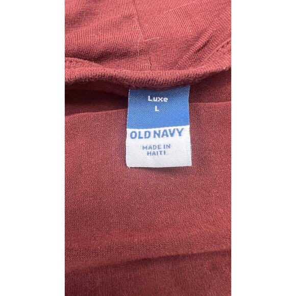 Old Navy Shirt Women Size Large Burgundy Luxe Scoop Neck Short Sleeve Blouse - Picture 3 of 4
